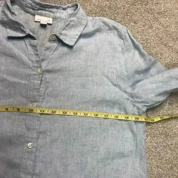 J Jill Love Linen Shirt Blue Color Long Sleeves Button Up Relaxed Fit Sz M - Picture 2 of 9